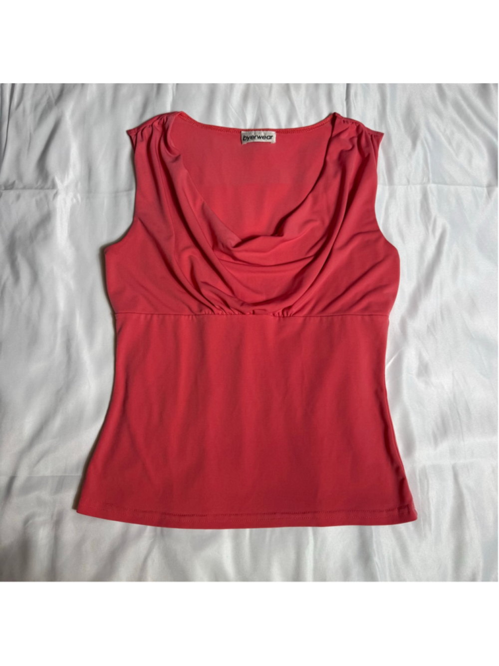 Women's Byerwear Pink Sleeveless Cowl Neck Tank Top Size M